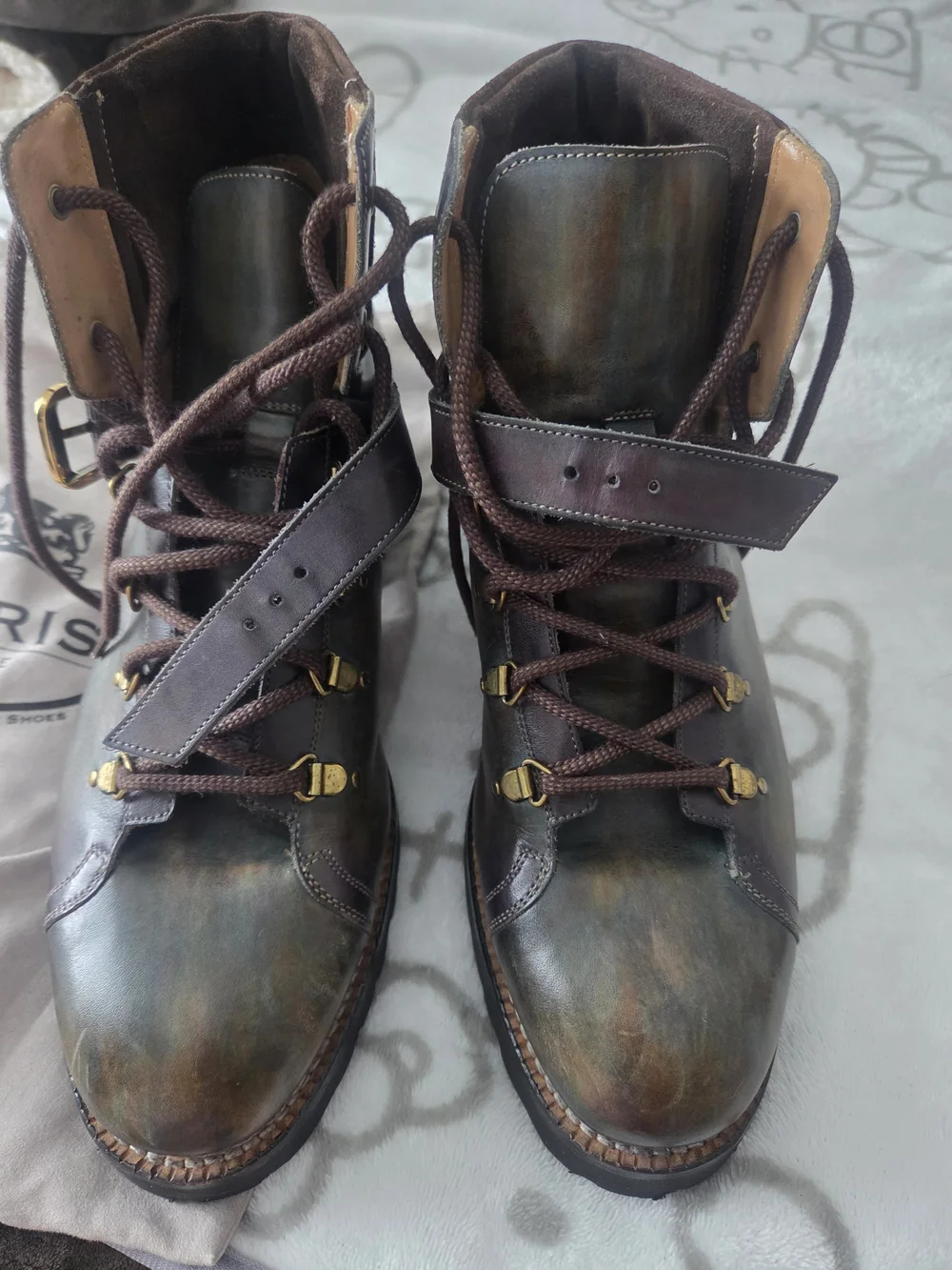 Calzoleria Harris Dark Brown Leather Ankle Boots with Gold Hardware